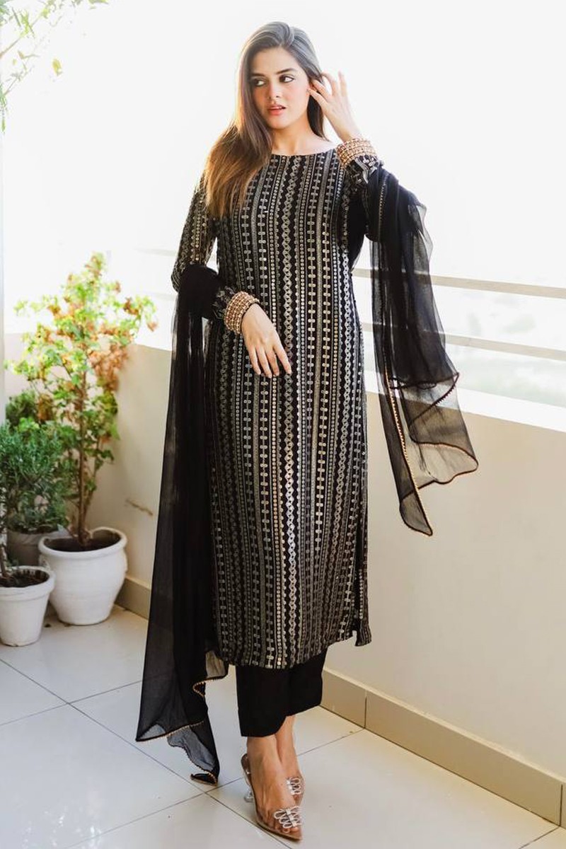 Black stitched salwar suit hotsell