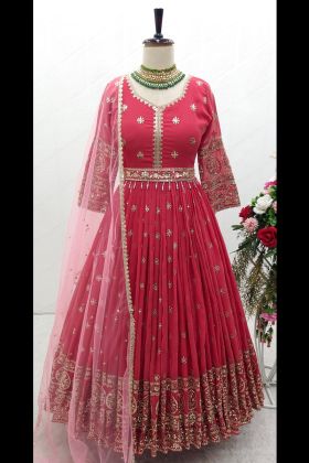 Anarkali Style Light Pink Faux Georgette Gown