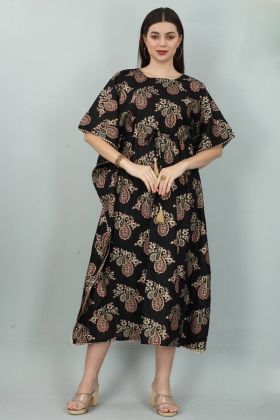 Black Gold Print Kaftan Style Kurti