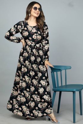 Black Kasturi Silk Printed Kurti