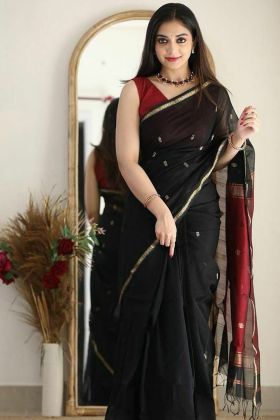 Black Linan Slab Jacquard Work Saree