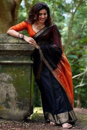 Black Pure Banarasi Silk Saree