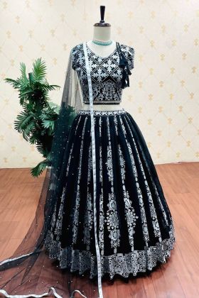 Black Sequence Embroidery Work Lehenga Choli