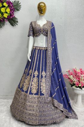 Blue Chain Sequence Work Lehenga Choli