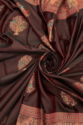 Brown Ultra Satin Pure Banarasi Silk Saree