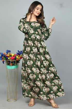 Dark Green Printed Readymade Kurti