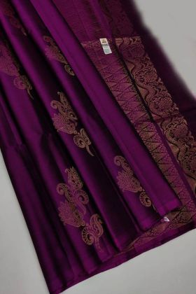 Dark Purple Soft Linan Slab Jacquard Work Saree