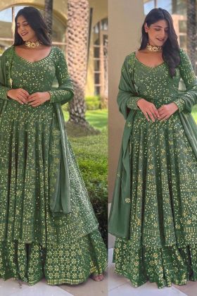 Fashion Designer Yankita Kapoor Style Fern Green Lehenga With Top