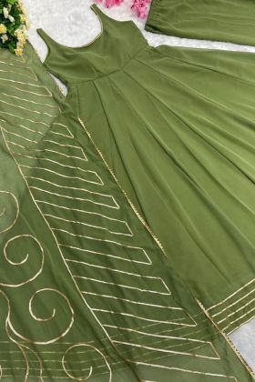 Green Gota Patti Work Sleeveless Anarkali Gown