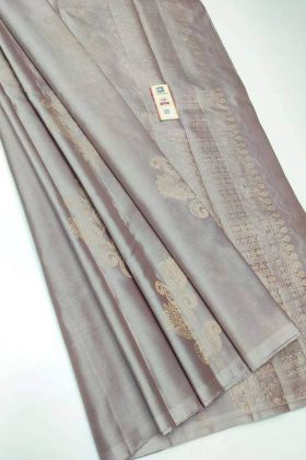 Grey Soft Linan Slab Jacquard Work Saree