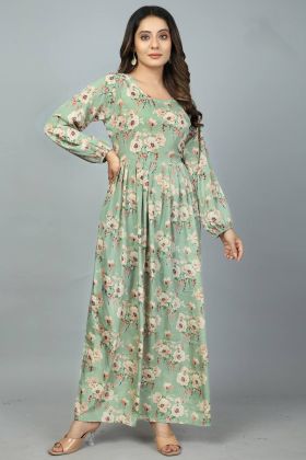 Light Green Kasturi Silk Printed Kurti