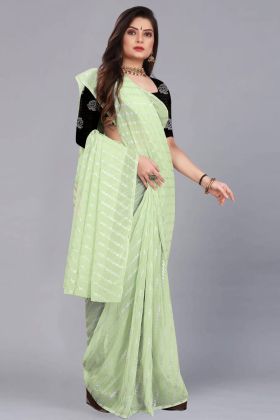 Light Green Pure Soft Georgette Saree