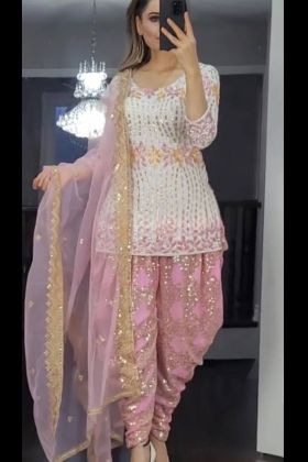 Light Pink Embroidery Work Readymade Dress