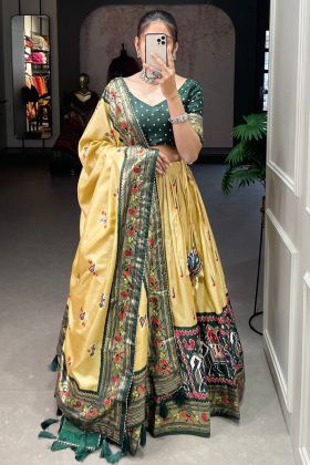 Light Yellow Dola Silk Foil Printed Lehenga Choli