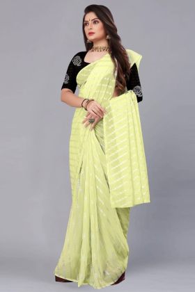 Light Yellow Pure Soft Georgette Saree