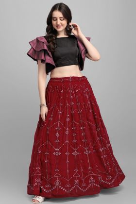 Maroon Embroidery Work Lehenga Choli