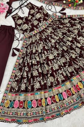 Maroon Faux Georgette Thread Work Anarkali Gown