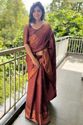 Maroon Jacquard Work Banarasi Silk Saree