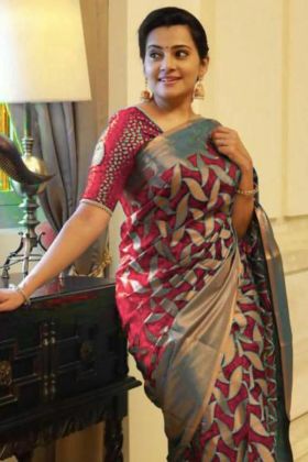 Maroon Jacquard Work Saree