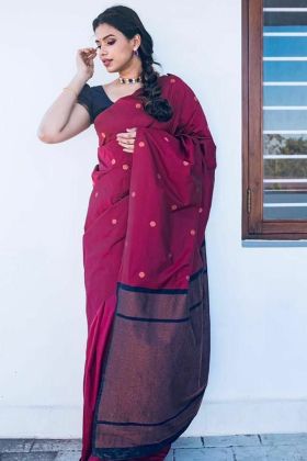 Maroon Soft Lichi Silk Saree