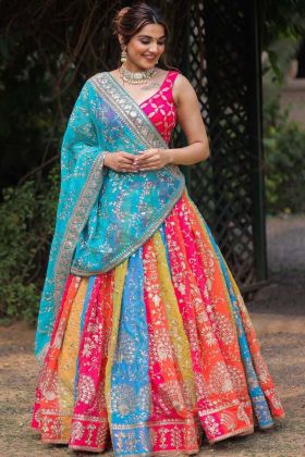 Multi Color Heavy Faux  Georgette Material Party Wear Lehenga Choli.