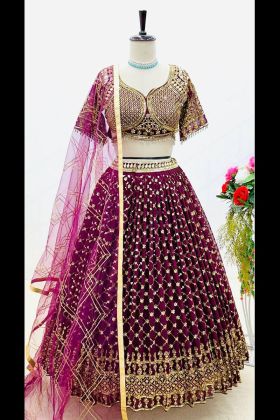 Plum Purple Sequence Work Lehenga Choli