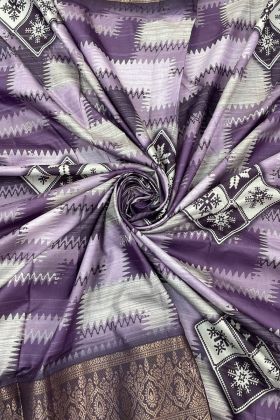 Purple Dola Silk Saree With Digital Print