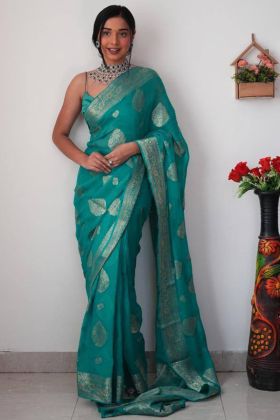 Sea Green Linan Slab Cotton Saree