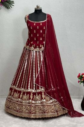 Sequence & Mirror work Rani Pink color Lehenga Choli.