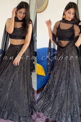 Yankita Kapoor Wear Black Sequence Work Lehenga Choli