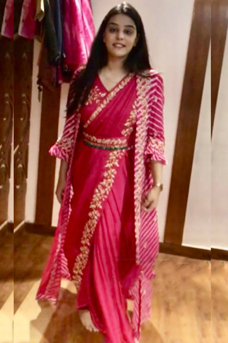 Buy Blue Modal Satin Jacket Open Embellished Saree Set For Women by Swati  Vijaivargie Online at Aza Fashions.