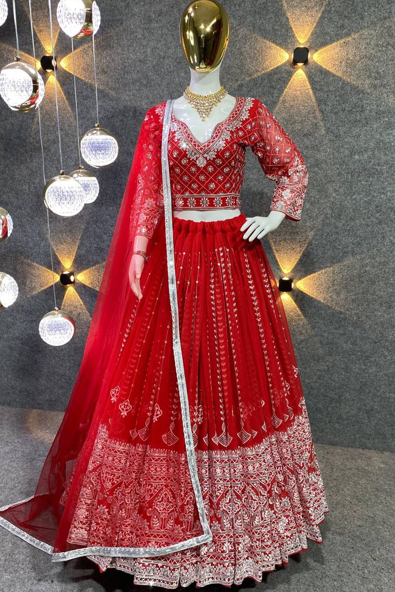 Buy Deep Fashion Girls Lehenga Choli Ethnic Wear Embroidered Lehenga, Choli  and Dupatta Set (6-7 Years, Red) at Amazon.in