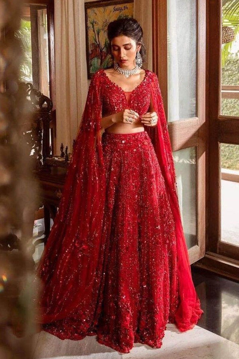 velvet net / tule maroon blood red ghagra choli custom sizing - Lehenga -  Designer Ready To Wear Lehenga