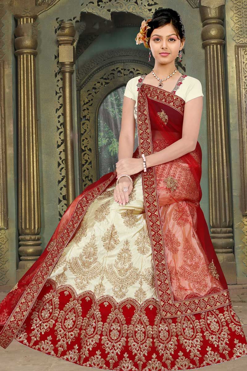 Shop Cream Luxury Designer Bridal Lehenga Choli For Wedding India USA –  Sunasa