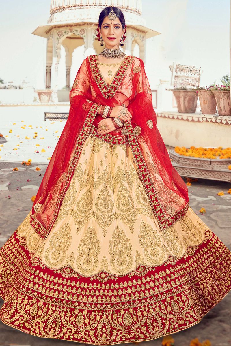 Designer Bridal Heavy Embroidered Red Color Lehenga Choli
