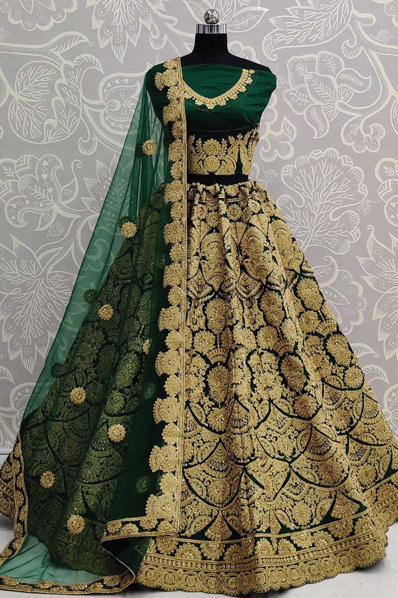Buy Beautiful Silk Dark Green Lehenga Choli Indian Mehendi Function Wear Lehenga  Designer Lehenga Choli Online in India - Etsy