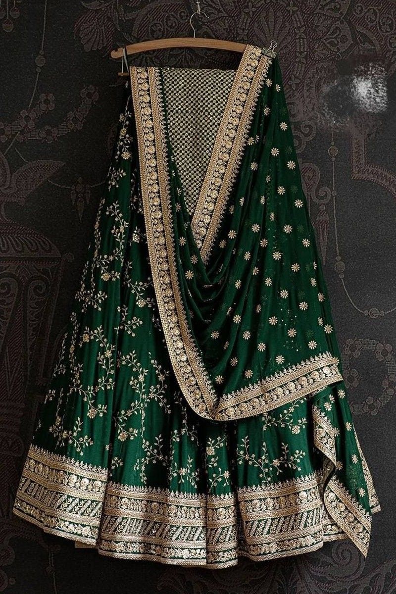 Designer Green Silk Lehenga Choli in Sequence Work Indian Wedding Mehendi  Function Lehenga Choli - Etsy