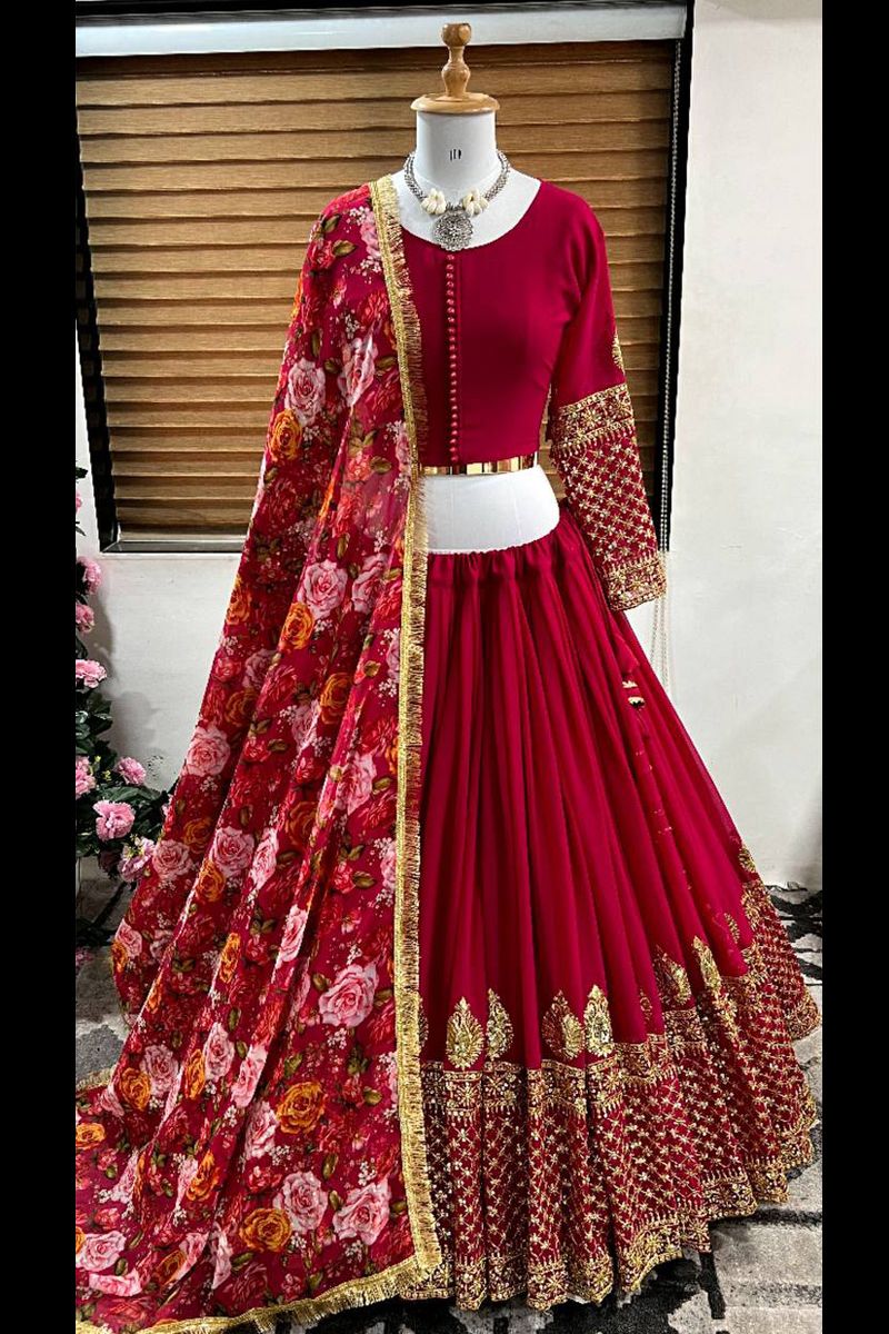 RENVAANI FASHION Women's Indian Traditional Unstitched Kanjivaram Silk Lehenga  Choli Along With Dupatta Attach With Unstitch Blouse Piece, Half Saree  (HT057 HALF SAREE NB RANI SILVER KERI) : Amazon.in: Fashion