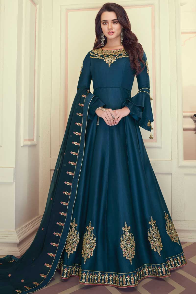 SANJH 2023 COLOUR EDITION New Designer Wedding Wear Heavy Silk Anarkali  Salwar Suit Collection  The Ethnic World