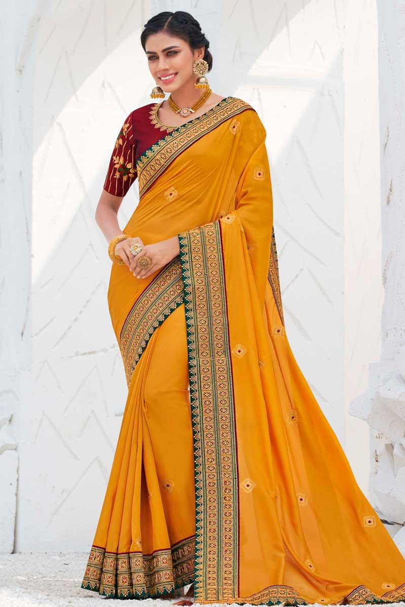 Yellow Silk Saree For Women,80% से भी अधिक की छूट पर मिल रही है Yellow Silk  Saree, फेस्टिव ओकेजन पर आपका लुक लूटेगा सबकी वाह वाही! - yellow silk saree  to wear