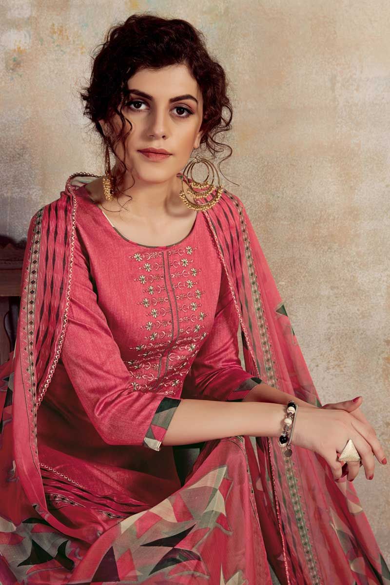 Grey Stylish Round Neck 3/4 Sleeve Semi-stitched Cotton Ladies Punjabi Suit  at Best Price in Dehradun | Vedanshi Fashion