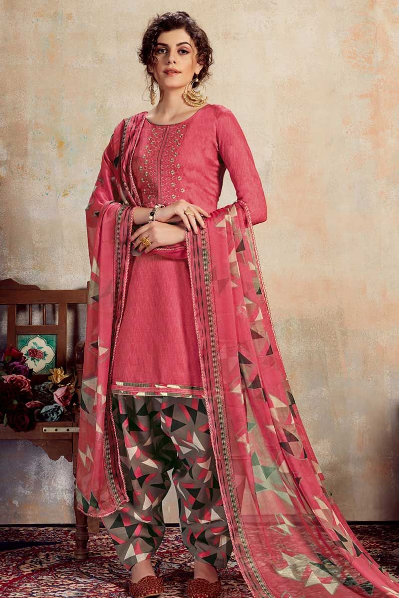 Green Cotton Punjabi Suit 56198 | Saree designs, Utsav fashion, Fashion