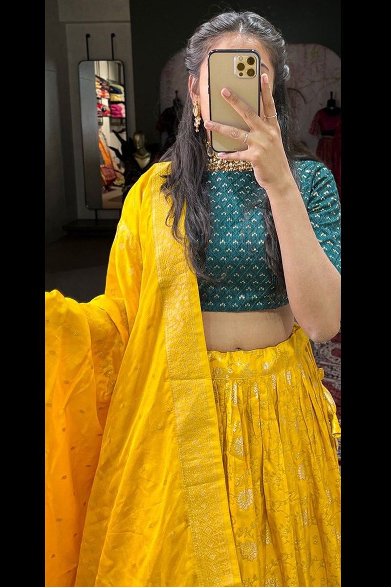 Latest 50 Crop Top and Lehenga Designs (2022) - Tips and Beauty | Dress for  haldi function, Yellow dress for haldi function, Lehenga designs