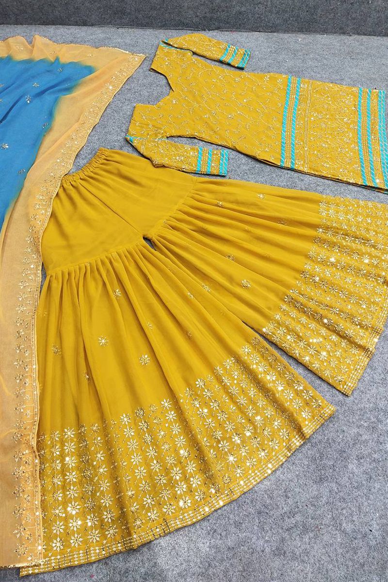 Latest 50 Haldi Dress For Bride And Bridesmaids (2022) - Tips and Beauty |  Haldi outfits, Mehendi outfits, Sharara designs