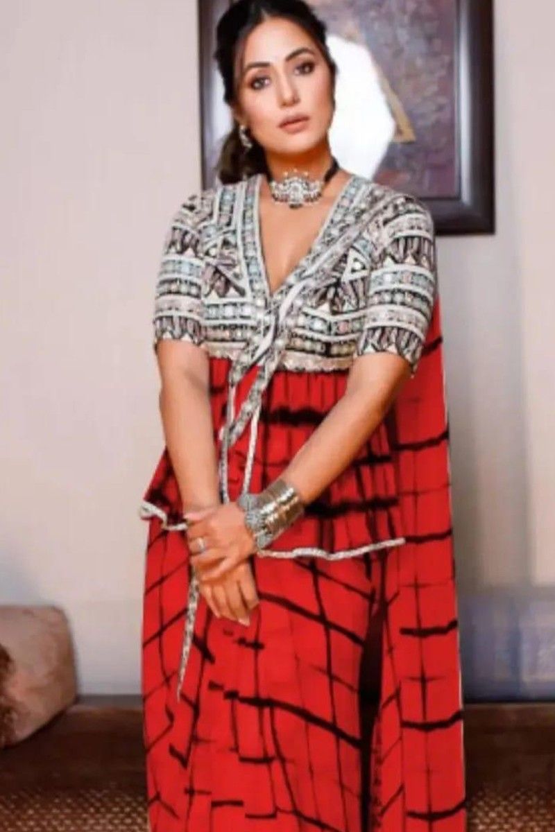 Hina Khan Indian traditional bollywood saree, designer saree, party wear  saree, facny saree. - Try n Get - 231157