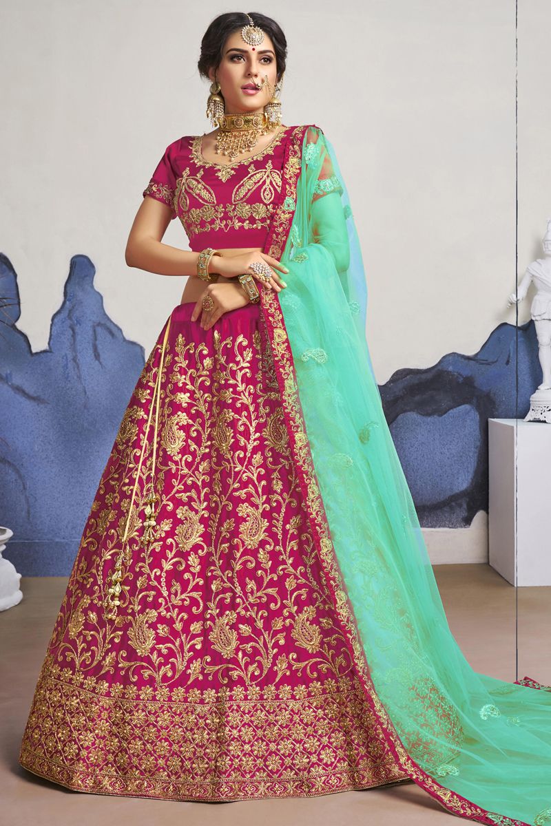 Buy online Maroon Heavy Embroidered Bridal Lehenga from ethnic wear for  Women by Shadi Bazar for ₹24150 at 15% off | 2024 Limeroad.com