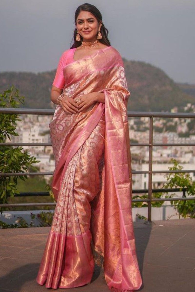 Pure Banarasi Silk Hot Pink Saree – Sunasa