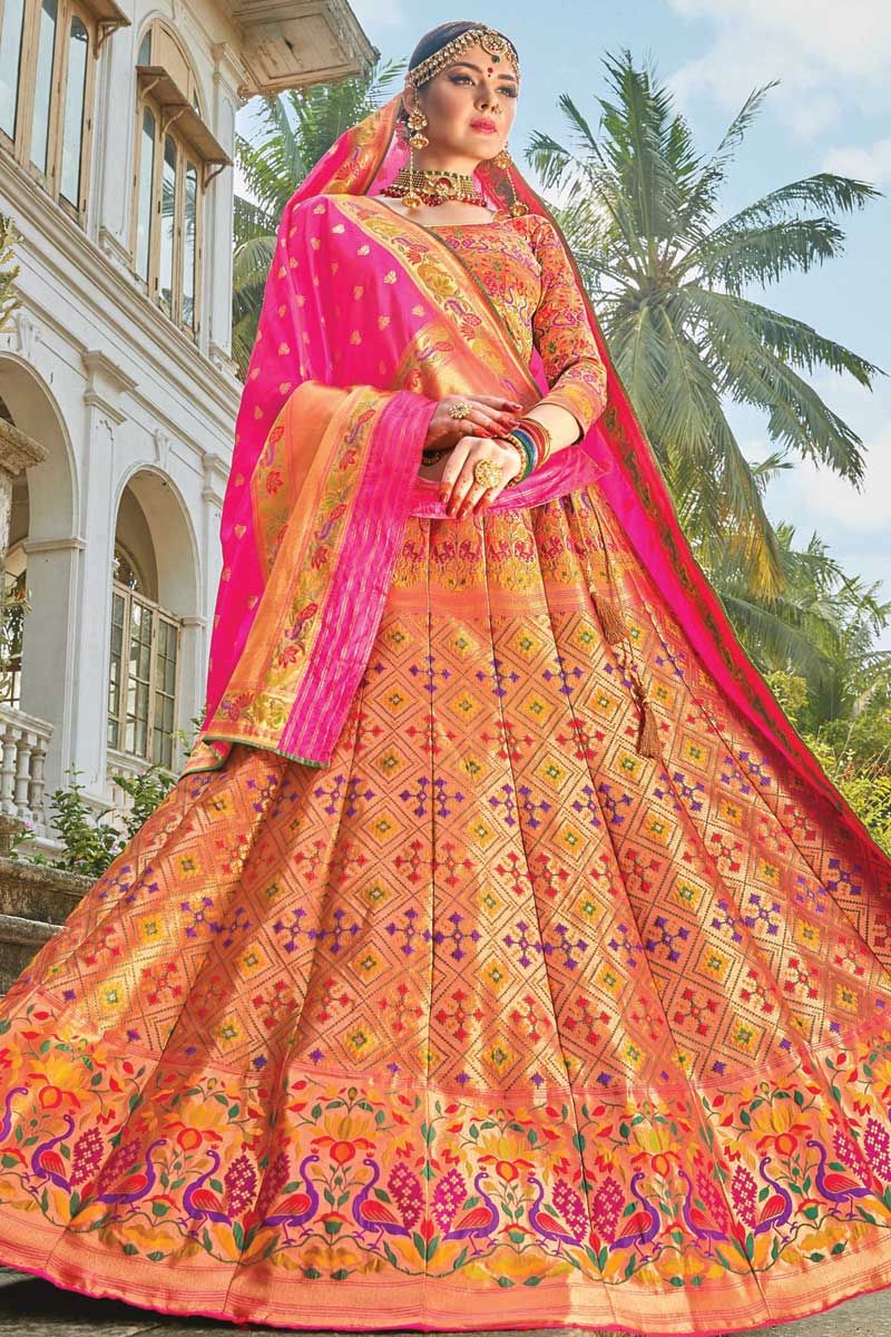 Buy Banarasi Silk Pattern Lehenga Collection Online - Stylecaret.com