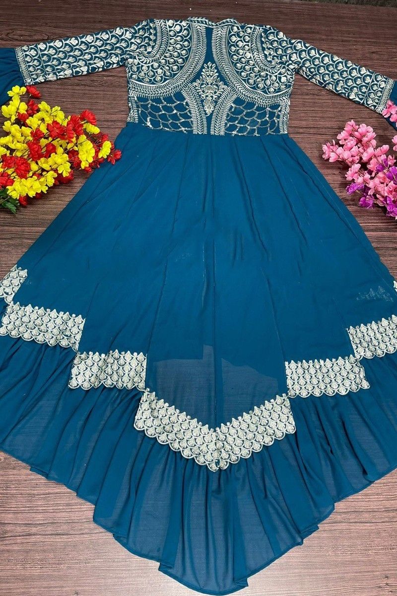 Buy Georgette Embroidered Lehenga Choli With Koti For Girls | Lehenga-Saree