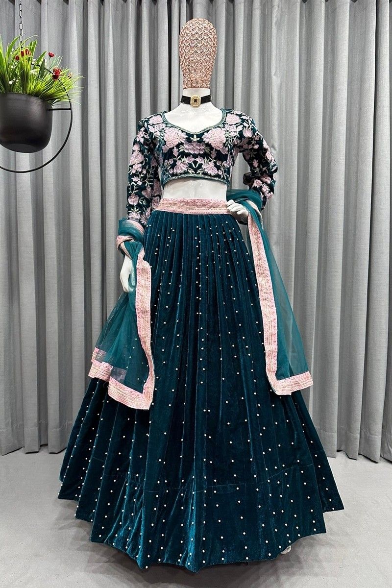 Buy Blue Pure Georgette Party Wear Sequins Work Ready To Wear Lehenga Choli  Online From Wholesale Salwar.